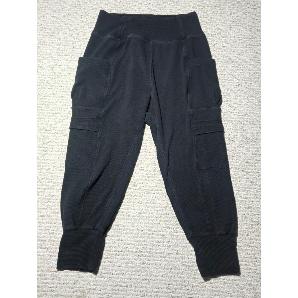 Halara Waffle Cargo Joggers Black Women's Medium Petite